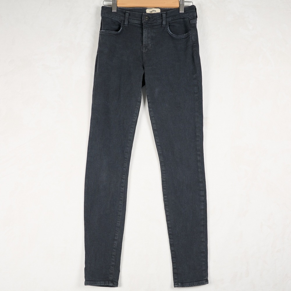 Baldwin Sophia Mid Rise Skinny Jeans Smoke Grey Made in USA Size 28